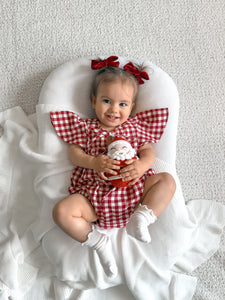 Red Gingham Flutter Sleeve Romper