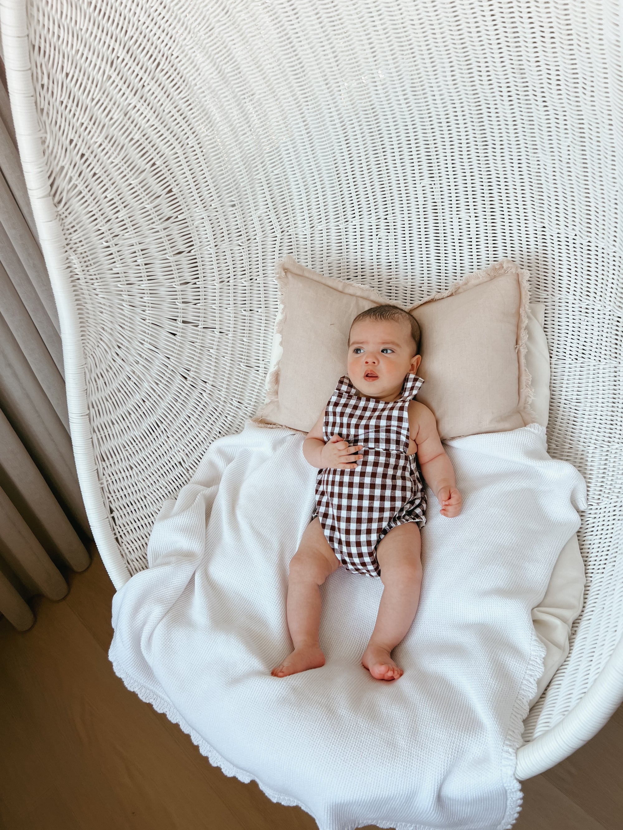 Cocoa Gingham - Cross Back Romper