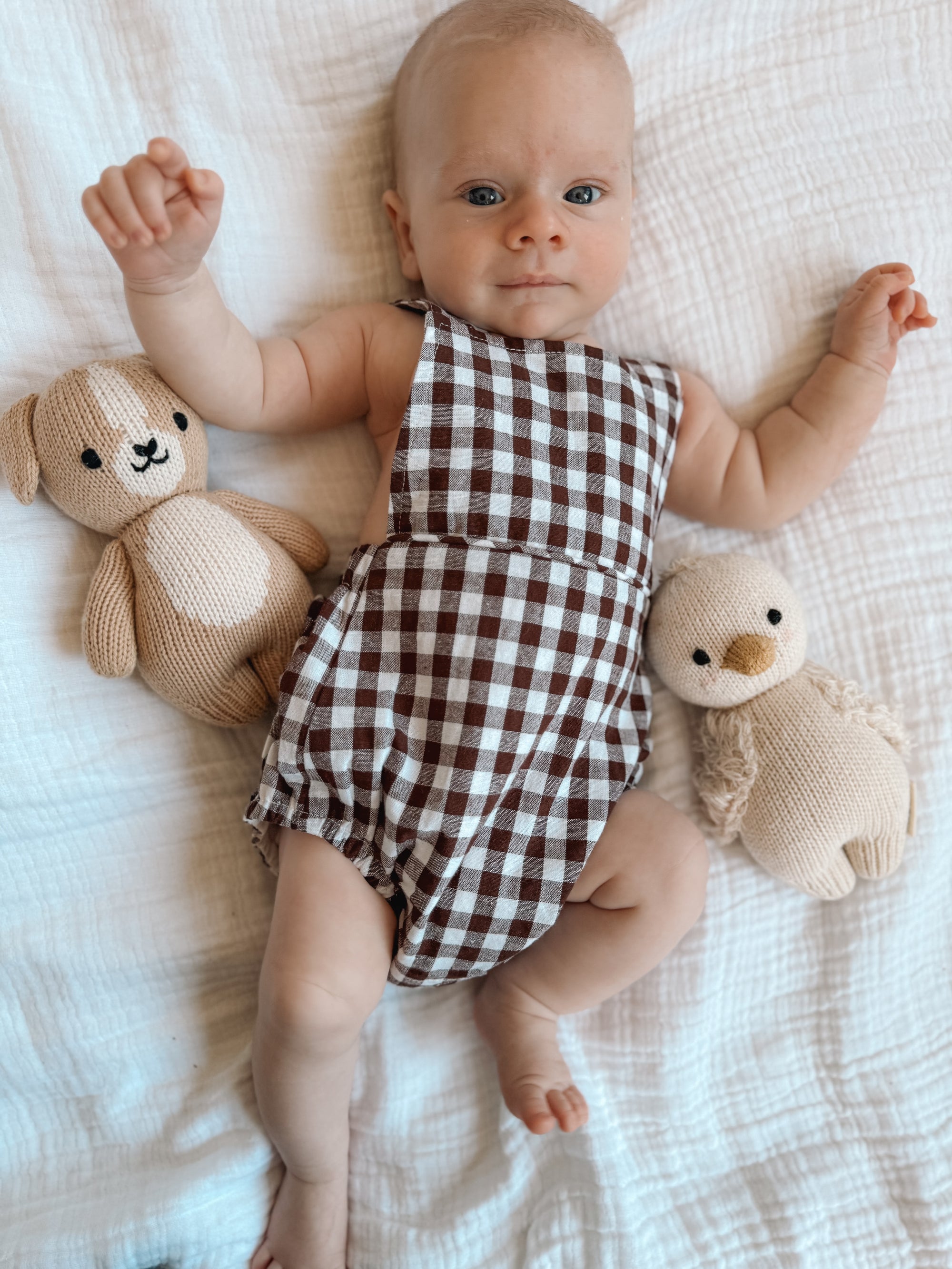 Cocoa Gingham - Cross Back Romper