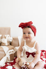 Load image into Gallery viewer, Red Bow Singlet Frill Knit Romper