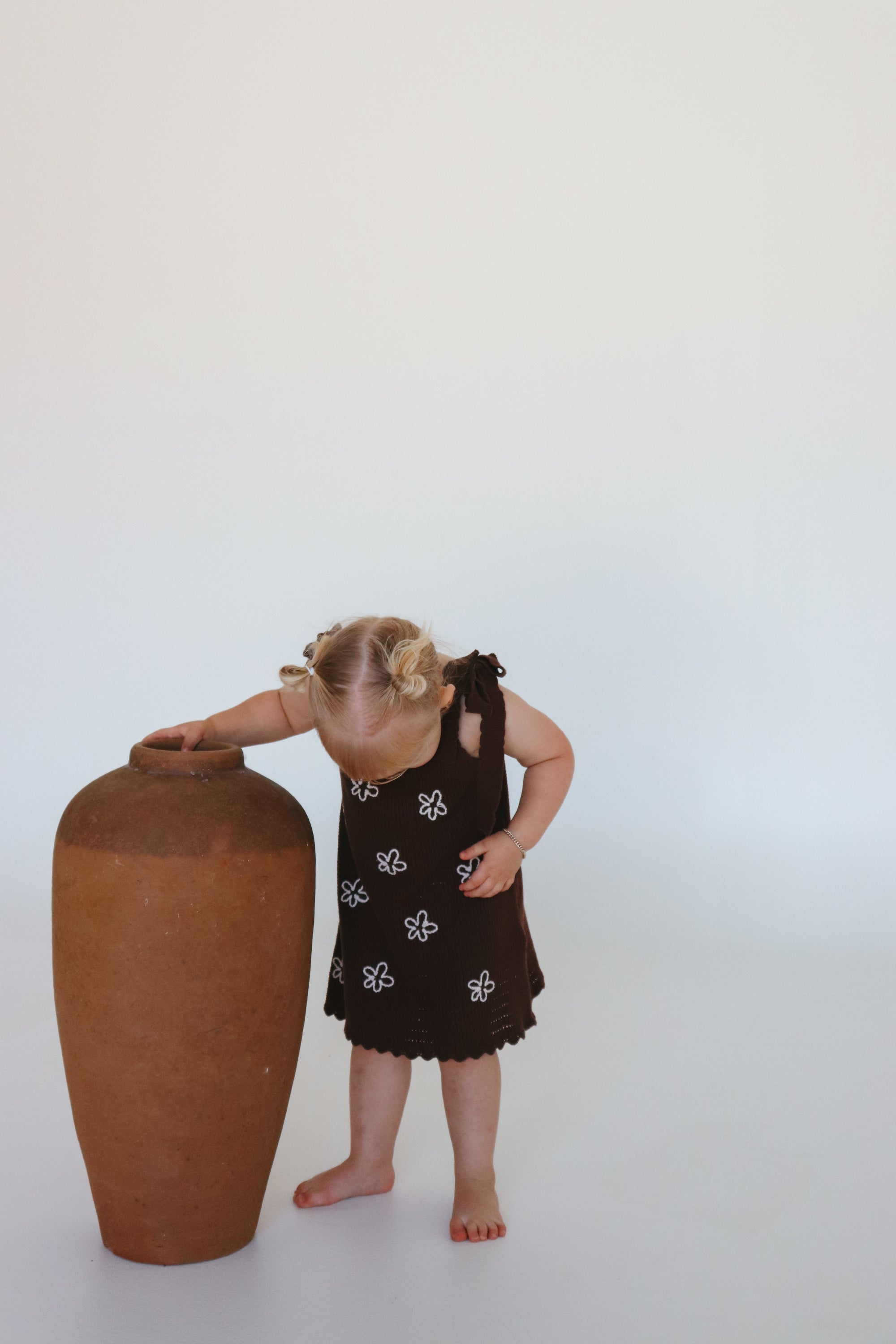 Daisy Shoulder Tie Knit Dress - Espresso