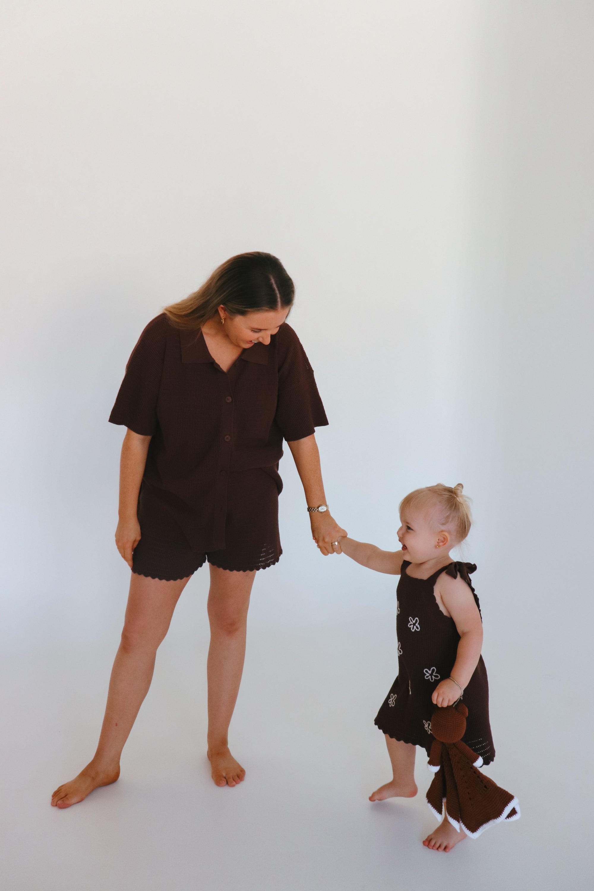 Ladies Knit Scallop Shorts - Espresso