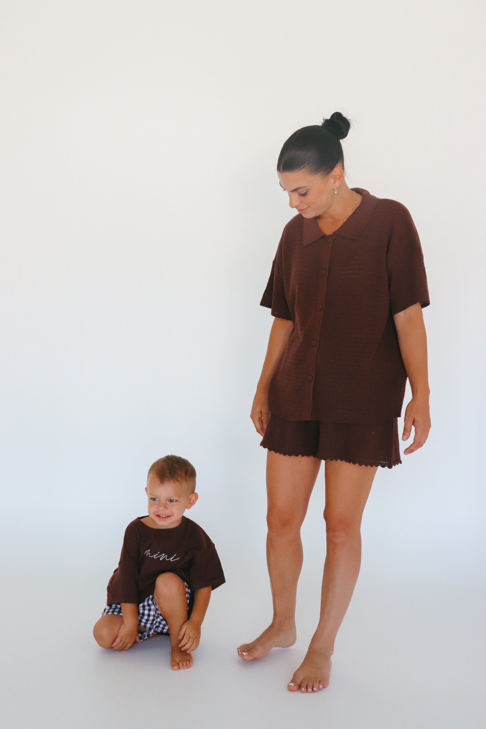 Ladies Knit Button Up - Espresso