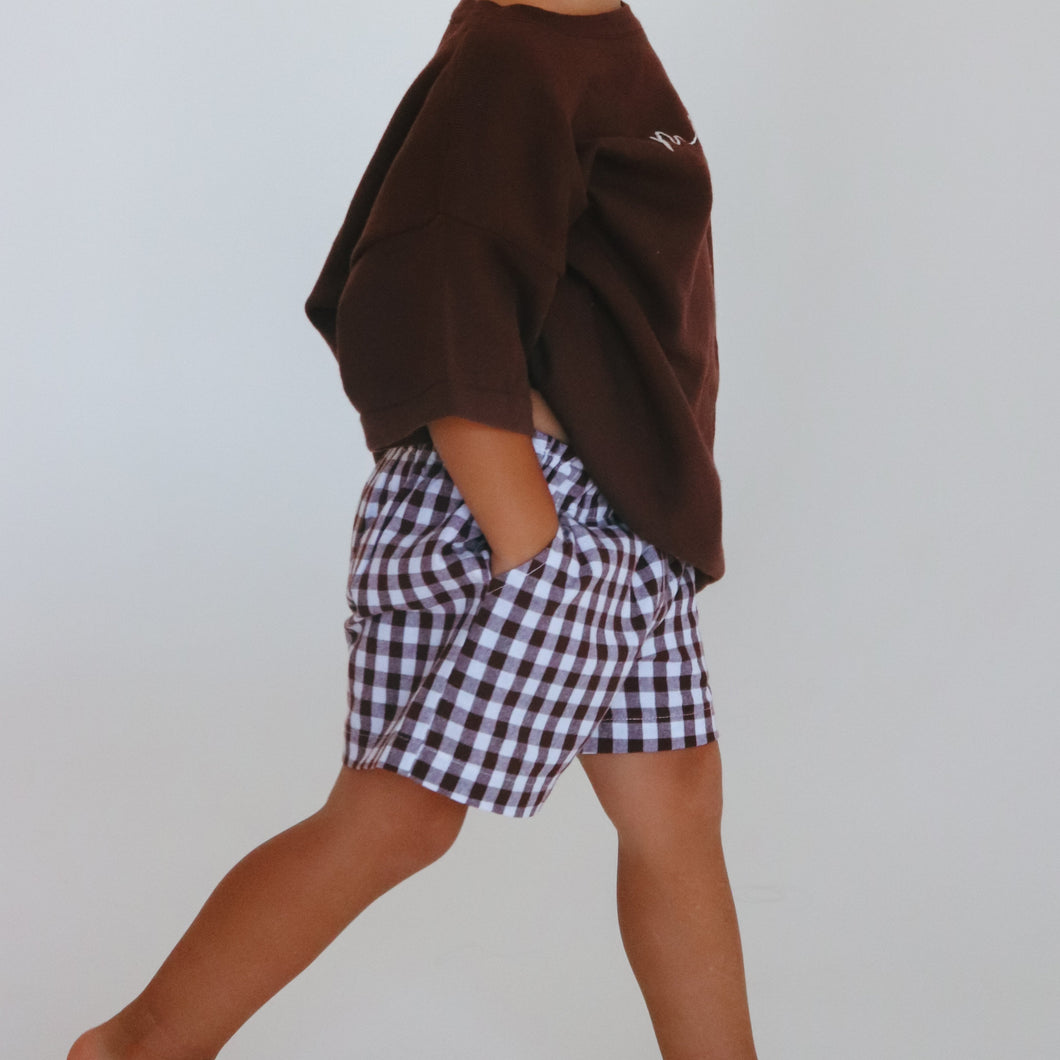 Kids Cocoa Gingham Shorts