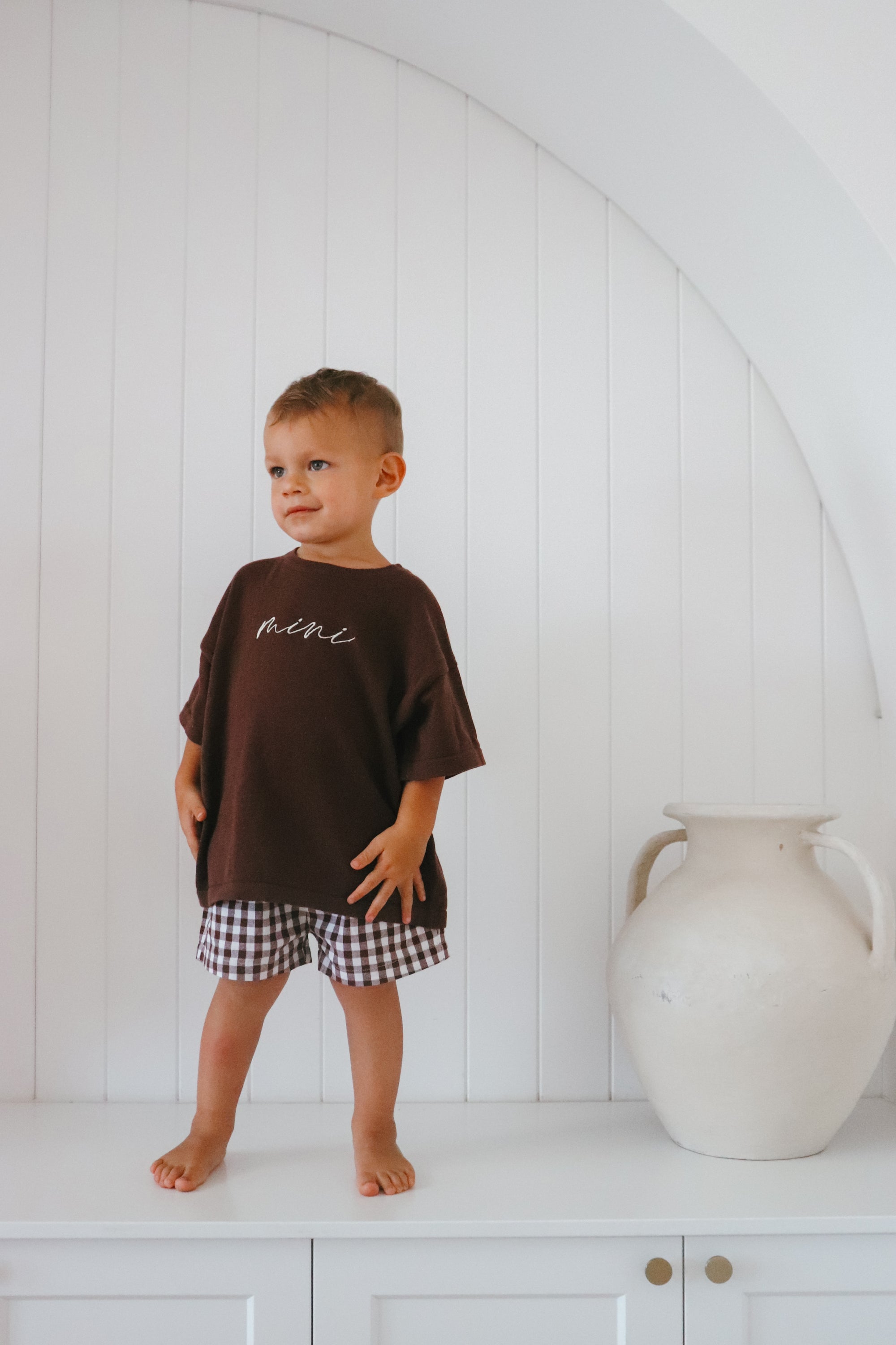 Kids Cocoa Gingham Shorts