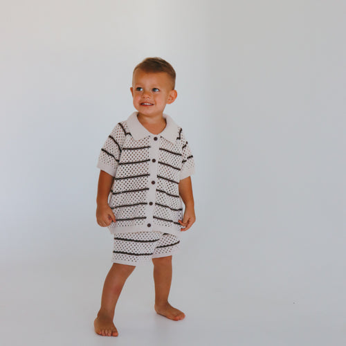 Espresso Stripe - Button Down Set