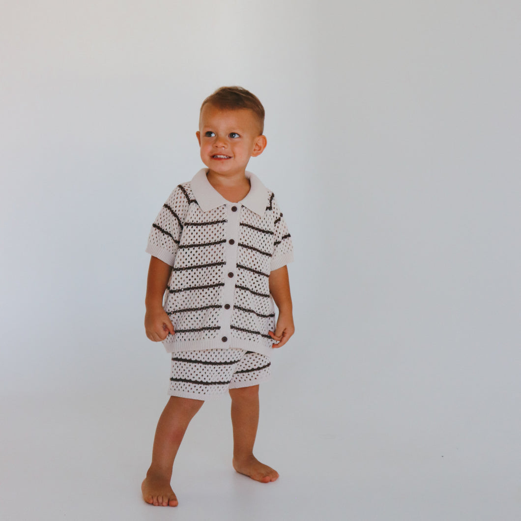 Espresso Stripe - Button Down Set