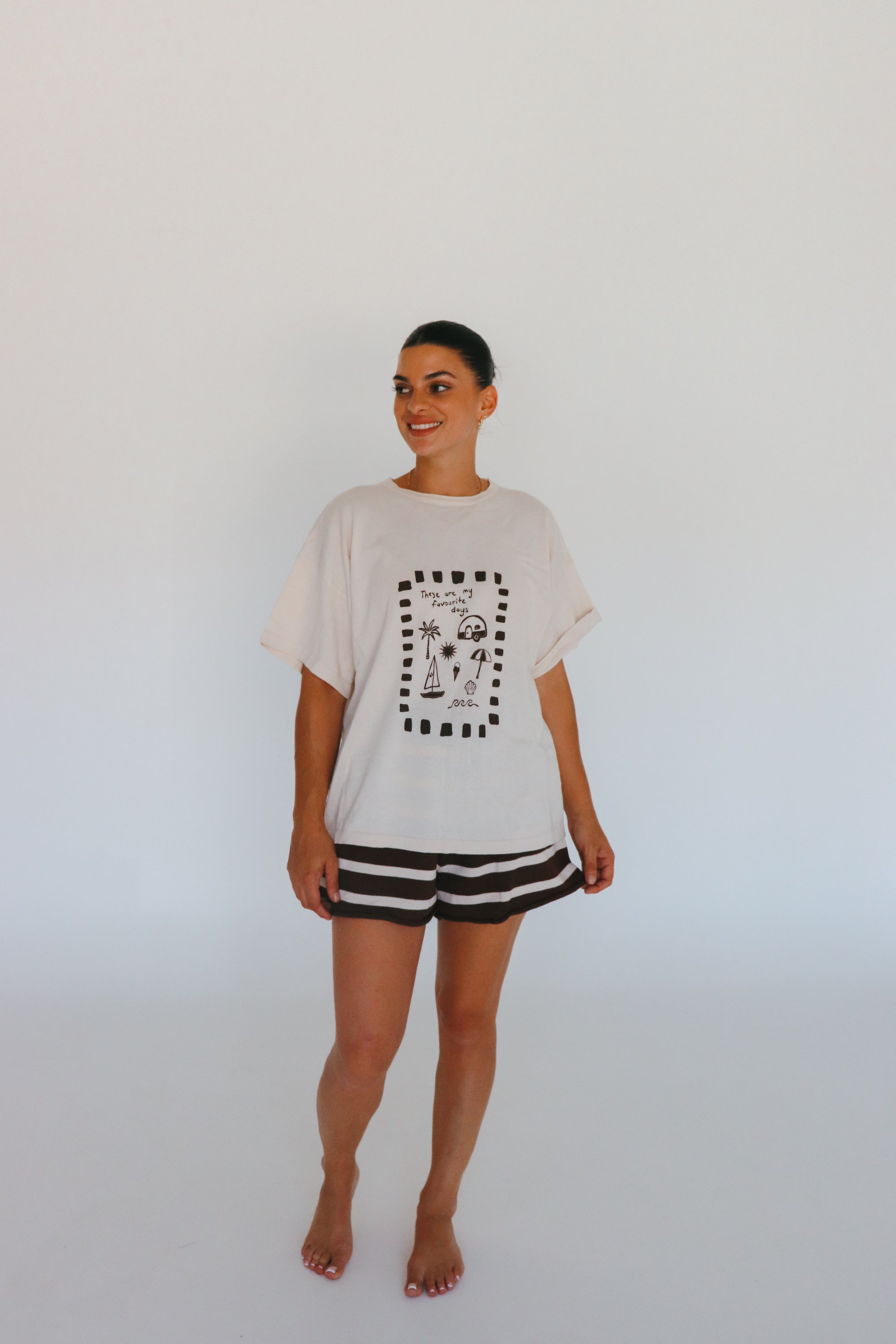 Ladies 'Favourite Days' Tee - Cream &amp; Brown