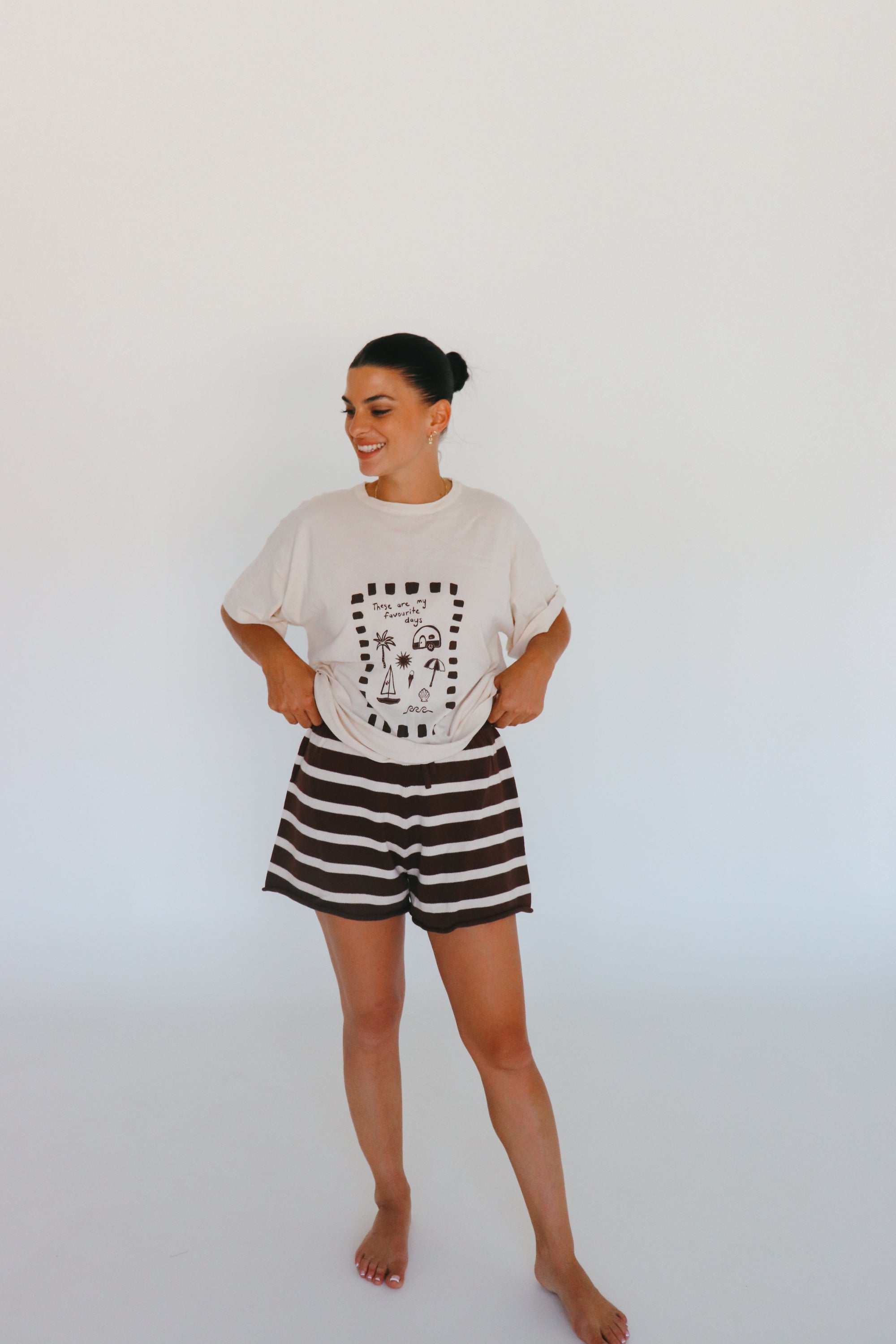 Ladies 'Favourite Days' Tee - Cream &amp; Brown