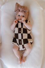 Load image into Gallery viewer, Espresso Check Knit Romper