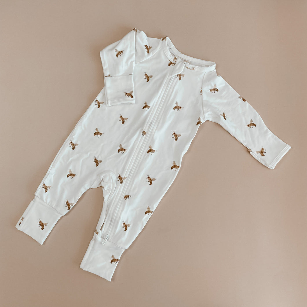 Long Sleeve Bamboo Growsuit - Honey Bee