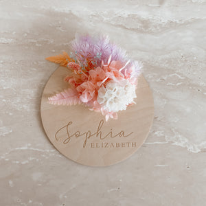 Dried Floral Announcement Plaque