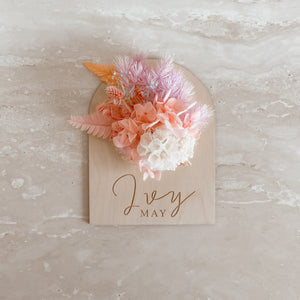 Dried Floral Announcement Plaque