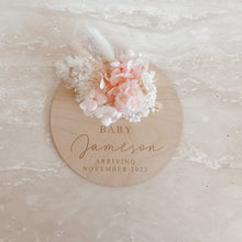 Load image into Gallery viewer, Dried Floral Pregnancy Announcement Plaque