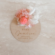 Load image into Gallery viewer, Dried Floral Pregnancy Announcement Plaque