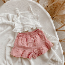 Load image into Gallery viewer, Blush Linen Ruffle Shorts