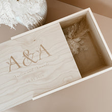 Load image into Gallery viewer, Wedding + Anniversary Wooden Personalised Keepsake Box