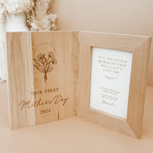 Load image into Gallery viewer, &#39;Our First Mother&#39;s Day 2024&#39; Wooden Photo Frame