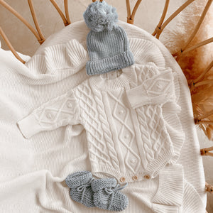 Long Sleeve Cable Knit Romper
