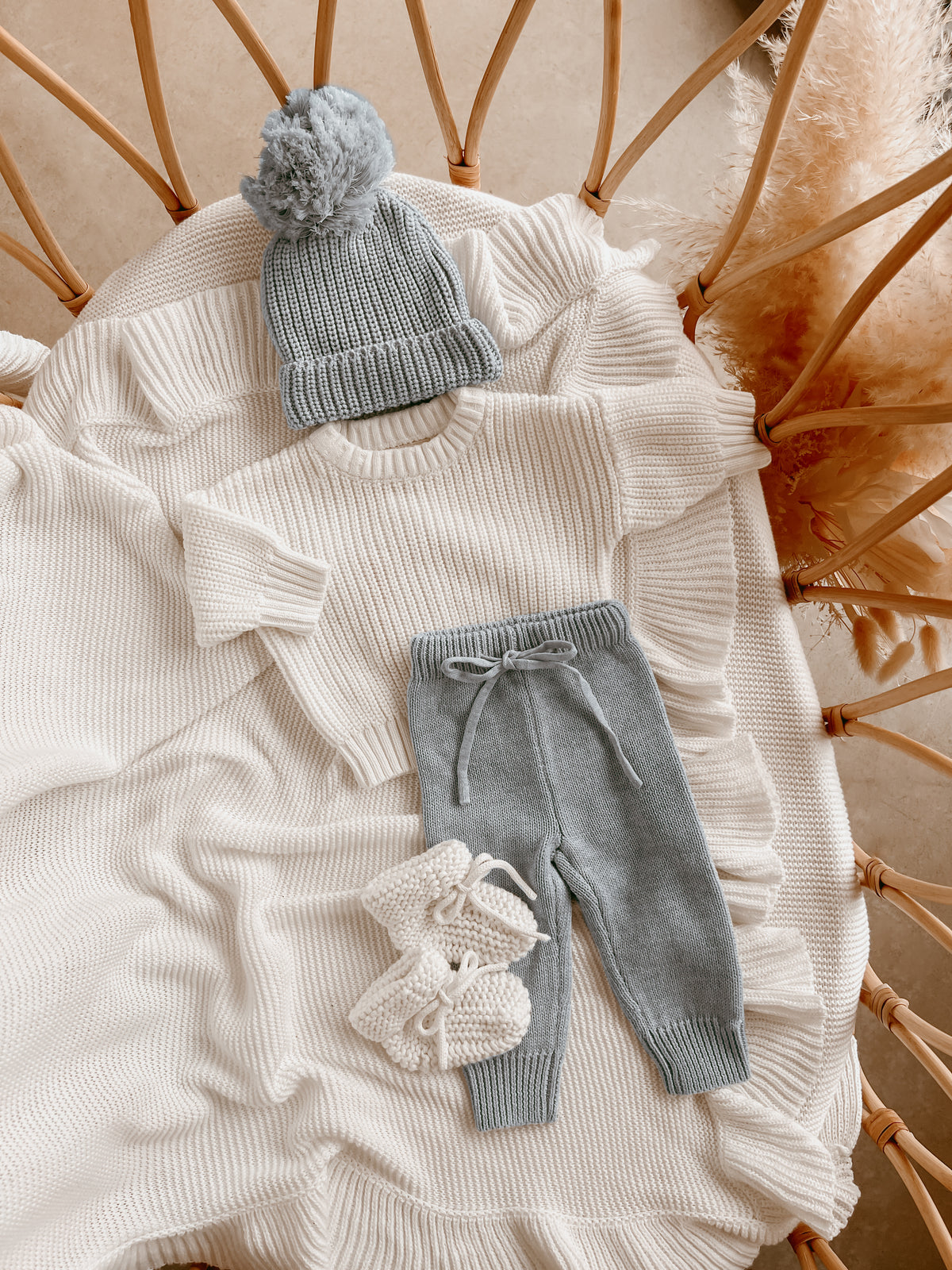 Mini Knit Pants - Powder Blue