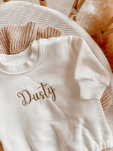 Load image into Gallery viewer, Personalised Long Sleeve Bubble Romper - Milk