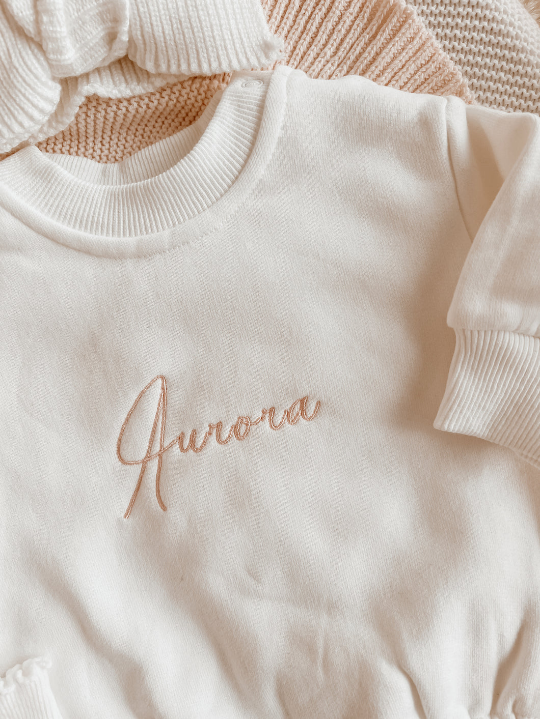 Long Sleeve Personalised Bubble Romper - Milk