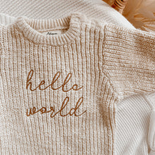 Load image into Gallery viewer, &#39;Hello World&#39; Chunky Knit Romper - Honey