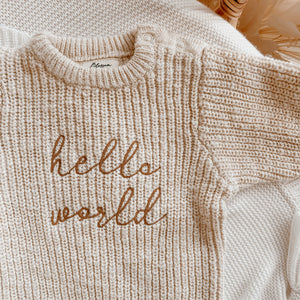 PRE-ORDER 'Hello World' Chunky Knit Romper - Honey - Est. Dispatch LATE MAY