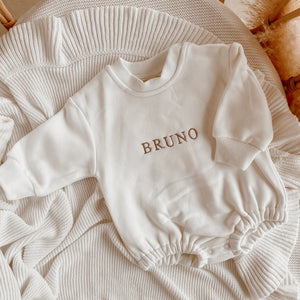 Long Sleeve Personalised Bubble Romper - Milk