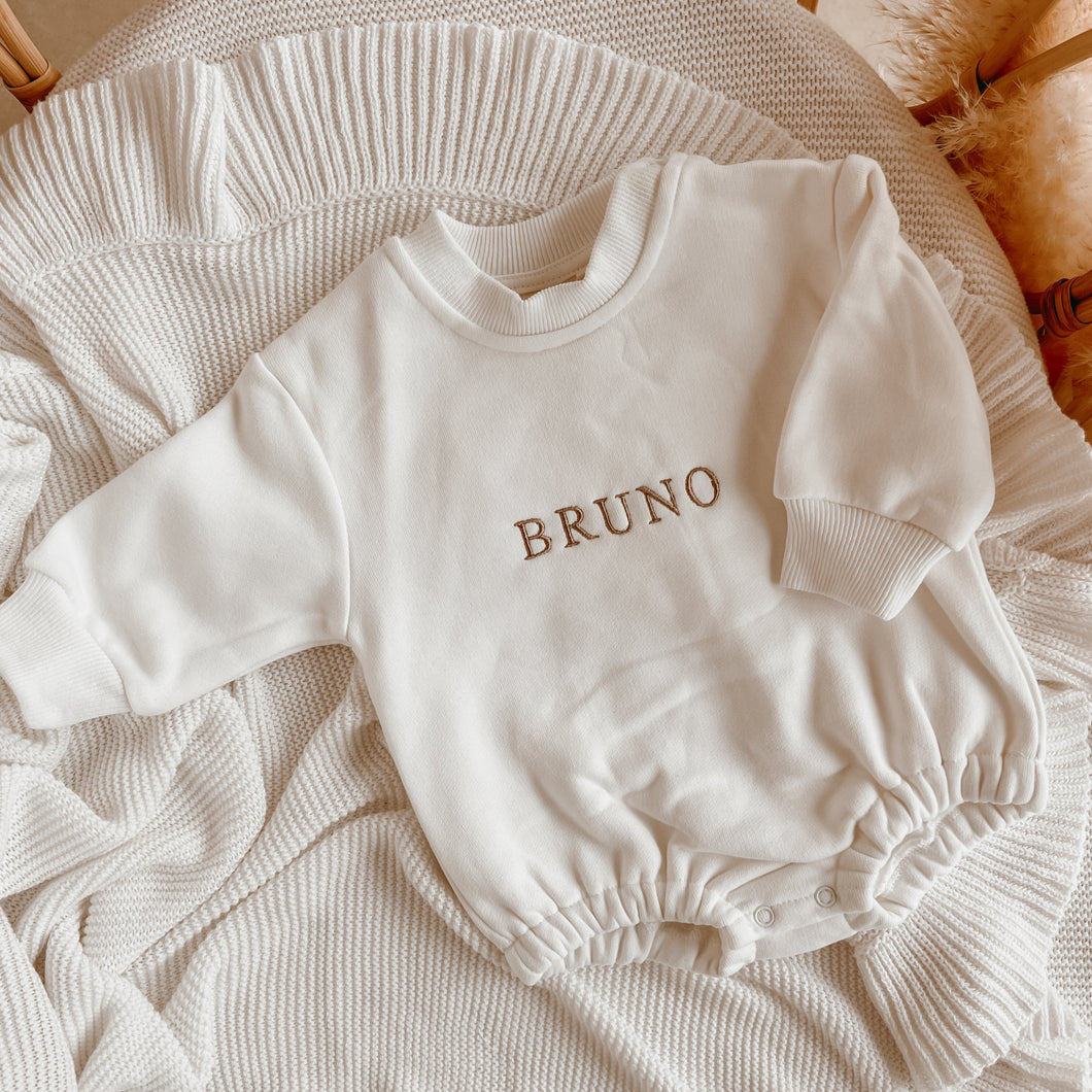 Long Sleeve Personalised Bubble Romper - Milk