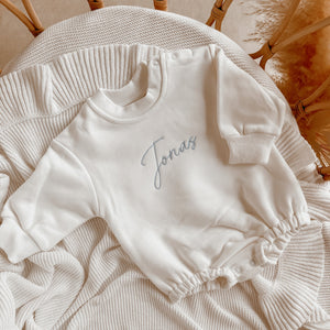 Personalised Long Sleeve Bubble Romper - Milk