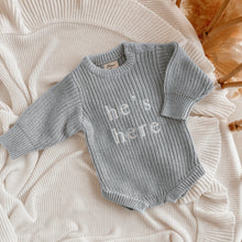 Load image into Gallery viewer, &#39;He&#39;s Here&#39; Powder Blue Long Sleeve Knit Romper