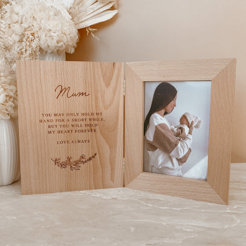 Mother's Day 'Hand & Heart' Quote Personalised Wooden Photo Frame
