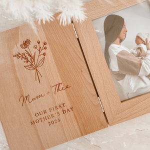 'Our First Mother's Day' Personalised Wooden Photo Frame