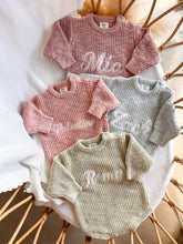 Load image into Gallery viewer, Pear Chunky Knit Romper &amp; Bonnet Bundle