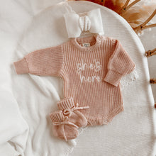 Load image into Gallery viewer, &#39;She&#39;s Here&#39; Pink Lemonade Long Sleeve Knit Romper