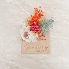 Load image into Gallery viewer, Dried Floral Announcement Plaque