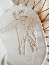 Load image into Gallery viewer, Ribbed Bamboo Zip Growsuit - Vanilla