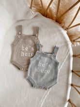 Load image into Gallery viewer, 'He's Here' Singlet Mini Knit Romper - Fawn