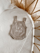 Load image into Gallery viewer, &#39;He&#39;s Here&#39; Singlet Mini Knit Romper