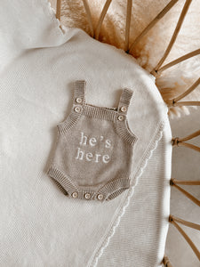 'He's Here' Singlet Mini Knit Romper
