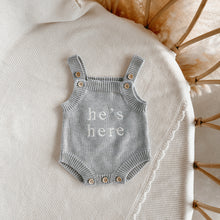 Load image into Gallery viewer, &#39;He&#39;s Here&#39; Singlet Mini Knit Romper