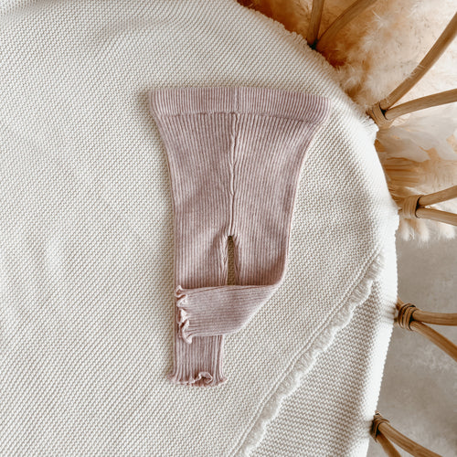 Frill Ribbed Knit Leggings - Lavender