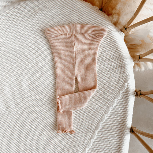 Frill Ribbed Knit Leggings - Pink Lemonade