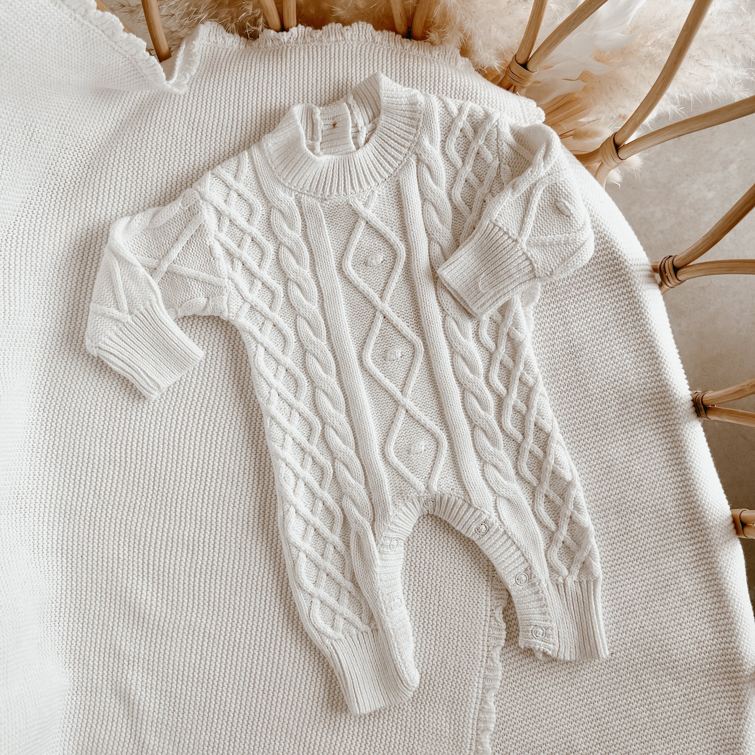Frankie Cable Knit Romper - Milk – Blossom and Pear