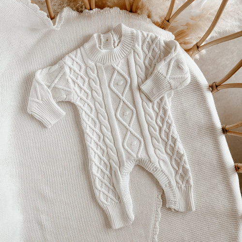 Frankie Cable Knit Romper - Milk