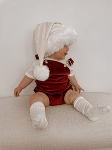 Corduroy Christmas Overalls - Burgundy