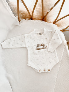 The Mabel Pointelle Knit Romper - Milk
