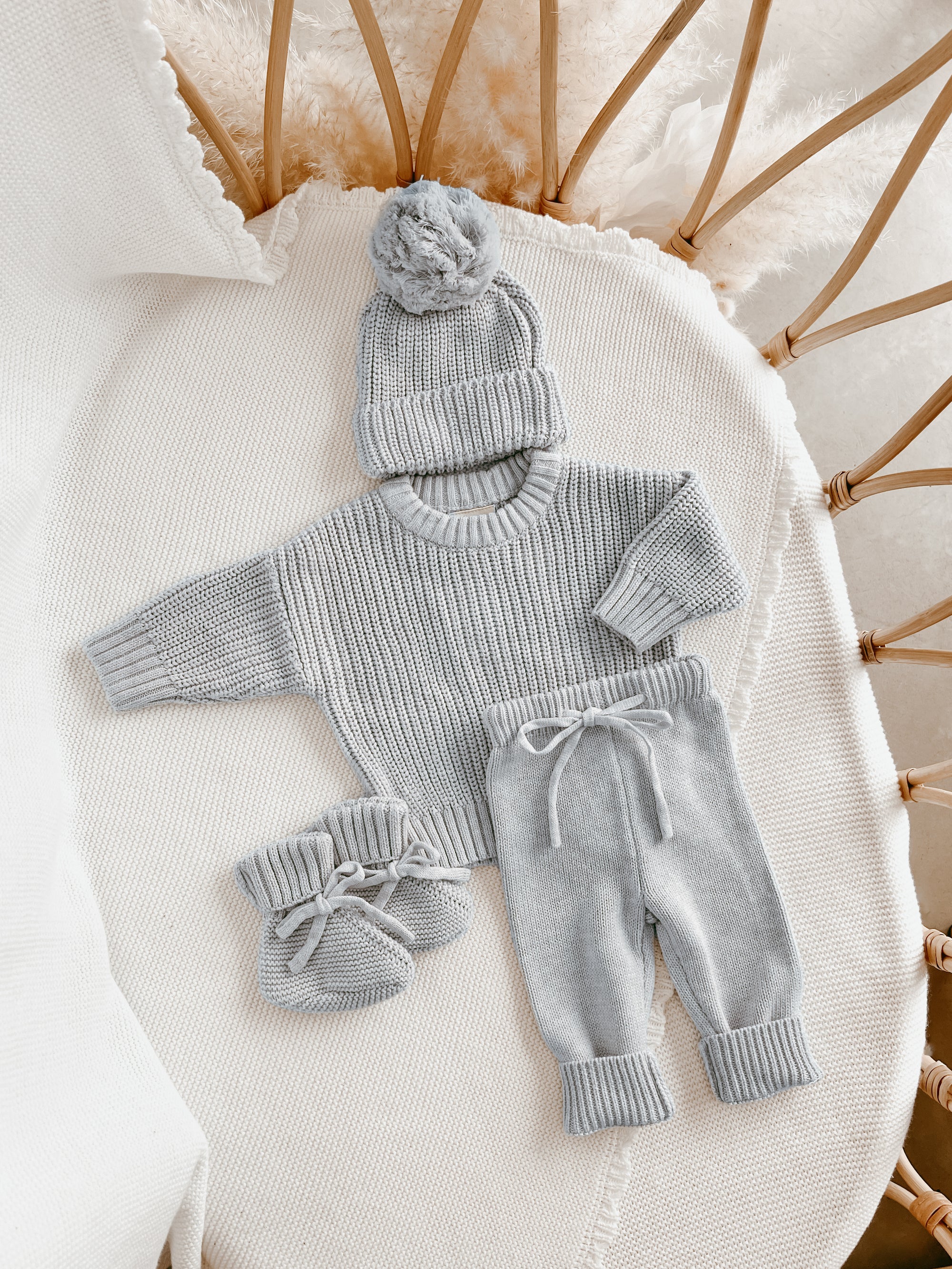 Mini Knit Booties - Powder Blue