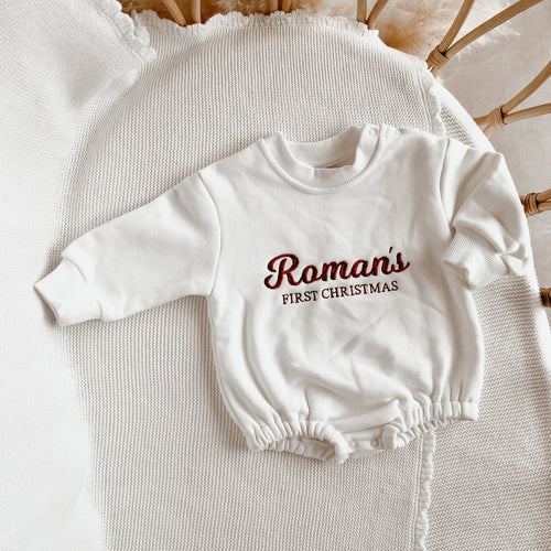 Personalised 'First Christmas' Bubble Romper - Long Sleeve